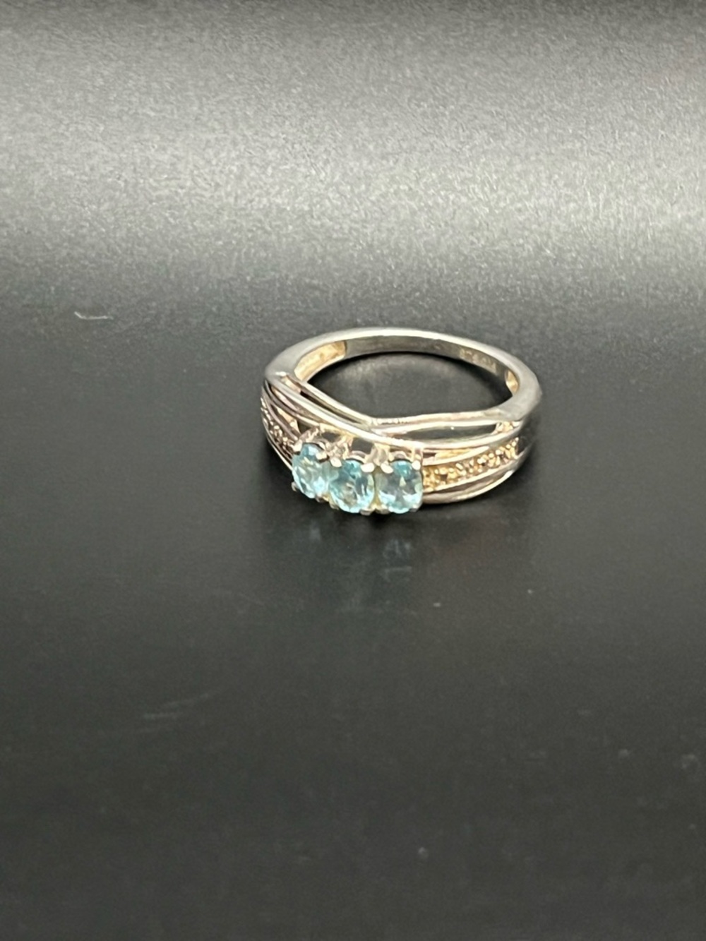Sterling Silver Blue Topaz Three-Stone Ring